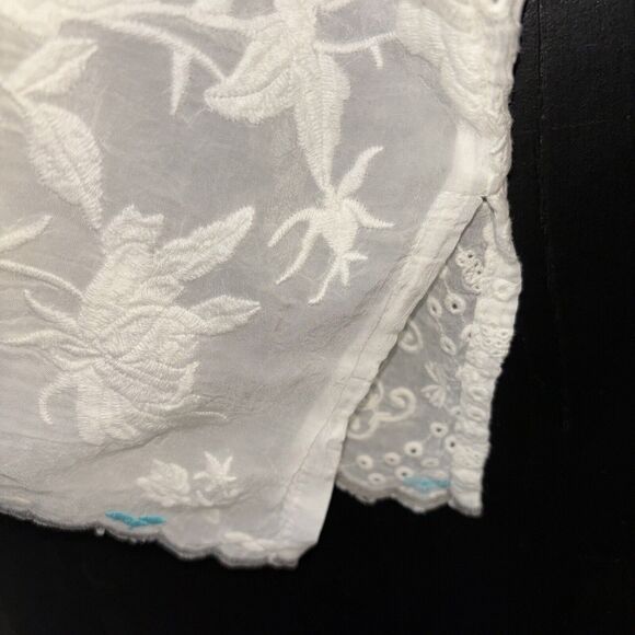 Johnny Was White Embroidered Top  Lillian Dolman XS - Picture 5 of 9